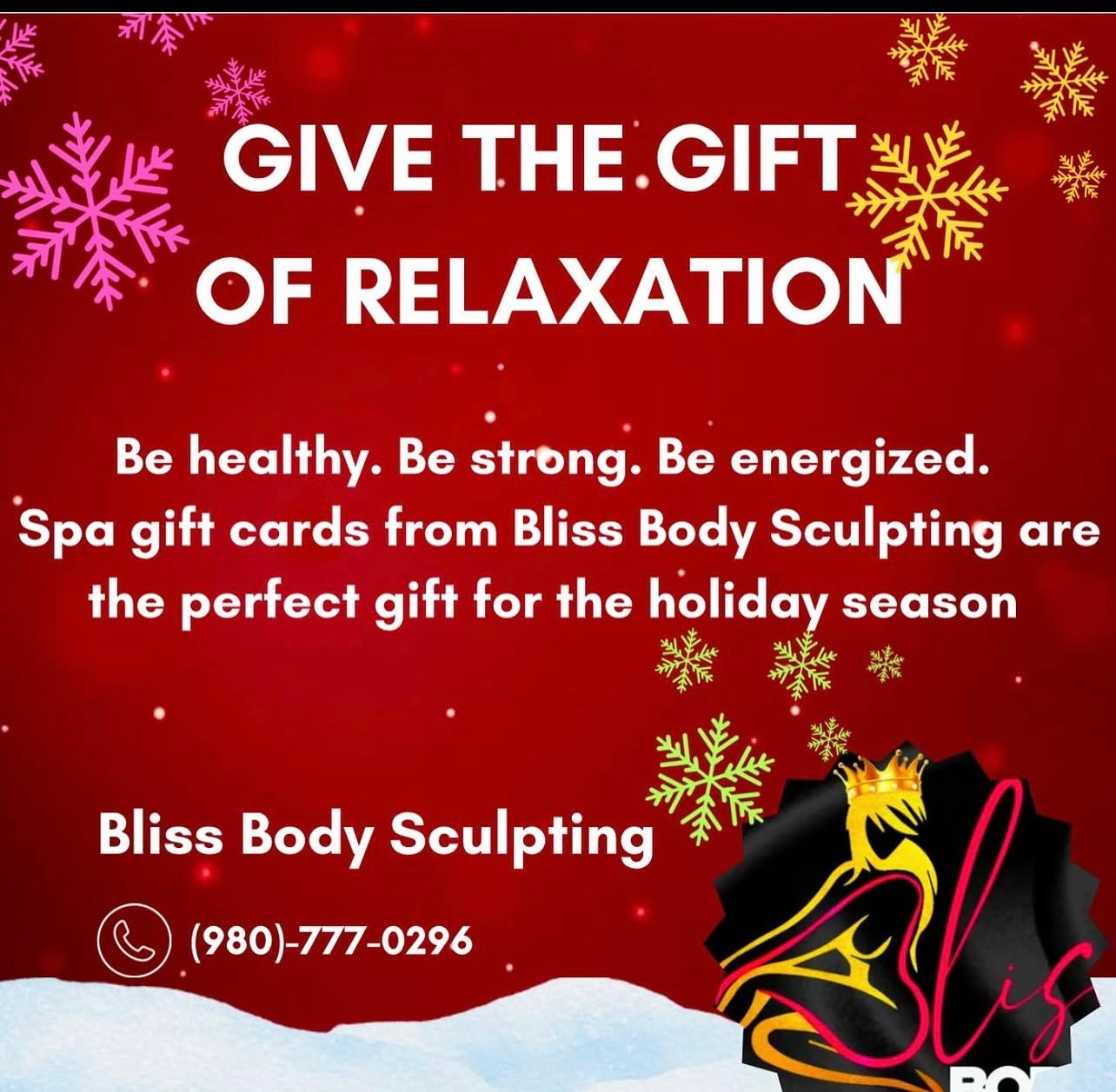 Bliss Body Sculpting gift card promotion